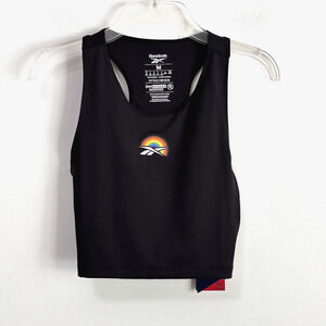Reebok Womens Pride Crop Tank Top M Black Workout‎ Active Summer Rainbow NEW